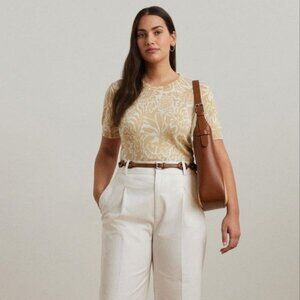 $115Lauren Ralph Lauren Plus Size Floral Short Sleeve Cotton Blend Sweater 1X 2X